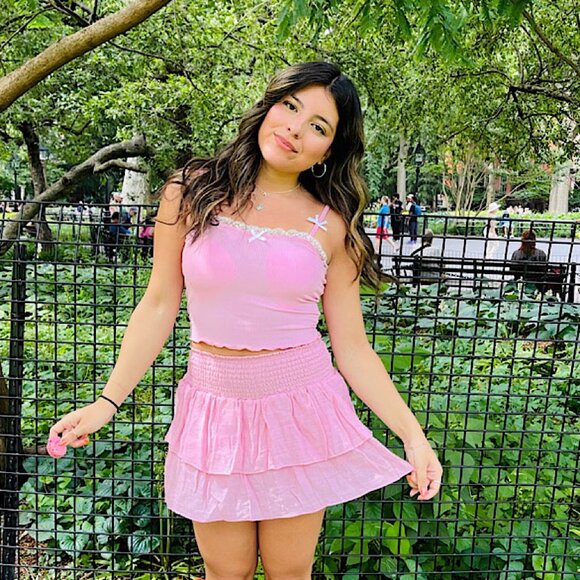 Chic Lace & Bow Crop Tank Top - 100% Cotton - Picture 1 of 4